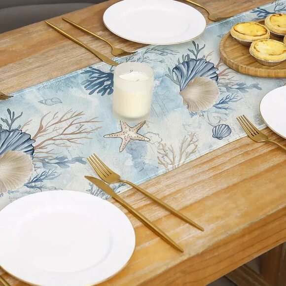 Sea Shell Starfish Table Runners - Coastal Decor - Ocean Sea Life Design - Picture 4 of 5